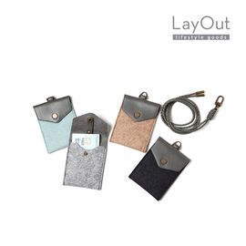 [LayOut] Felt Credit Card Holder Case Wallet with the Leather String _Made in Korea